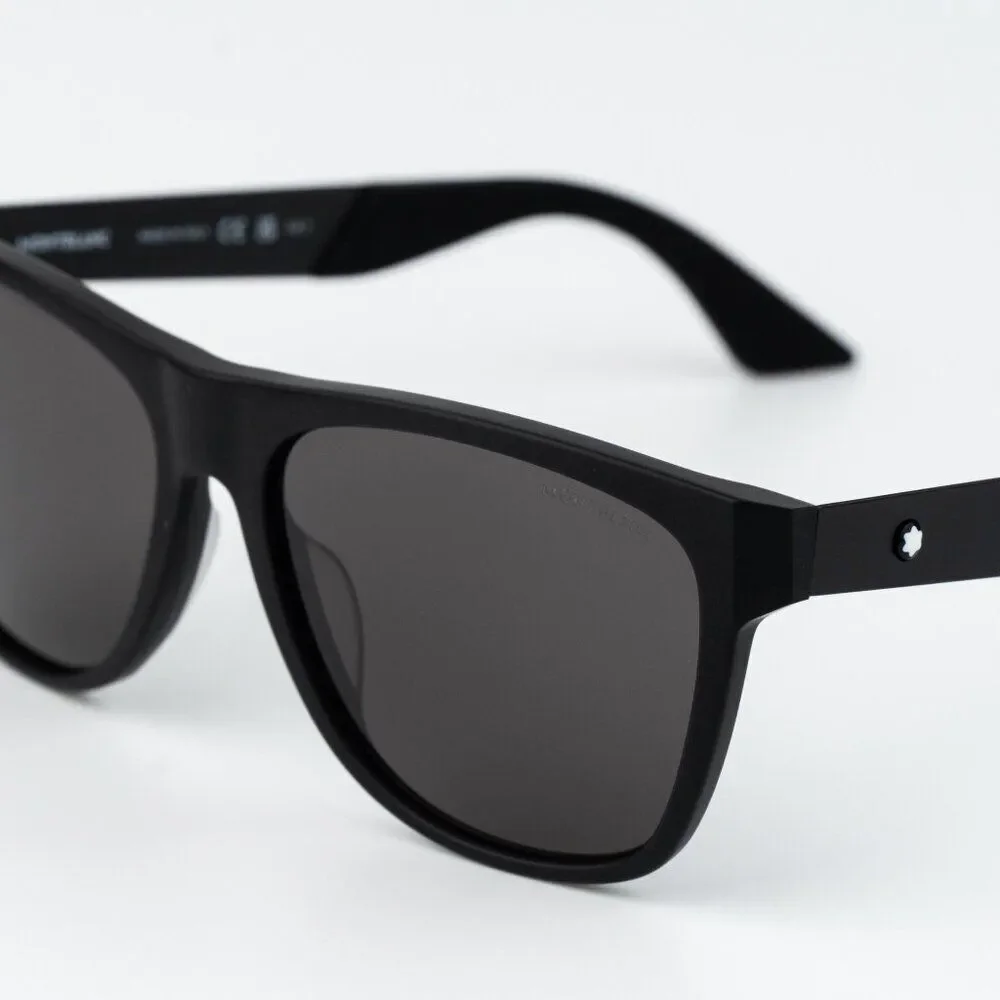 Montblanc Men Sunglasses Matte Black Grey Square MB0298S 001 NEW AUTHENTIC